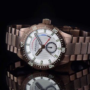 NEW! ARAGON Regeneron Power Reserve Automatic Movement Watch Silver Dial 43mm